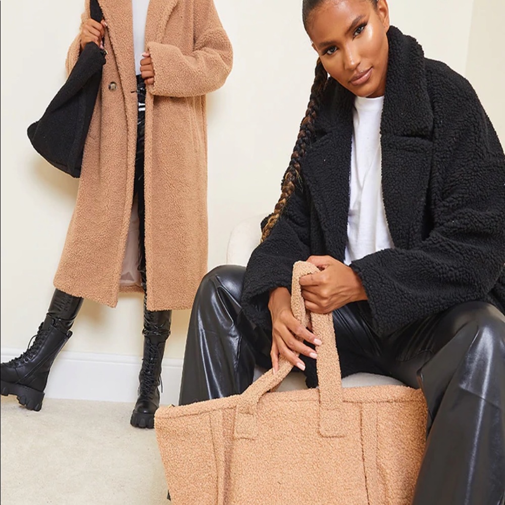 Camel Borg Lapel Drop Arm Maxi Coat (the Teddy coat)